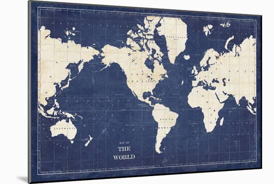 Blueprint World Map-Sue Schlabach-Mounted Art Print