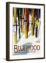 Bluewood, Washington - Colorful Skis-Lantern Press-Framed Art Print