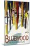 Bluewood, Washington - Colorful Skis-Lantern Press-Mounted Art Print