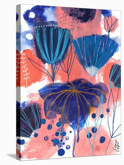 Blumen Blues-Corina Capri-Stretched Canvas