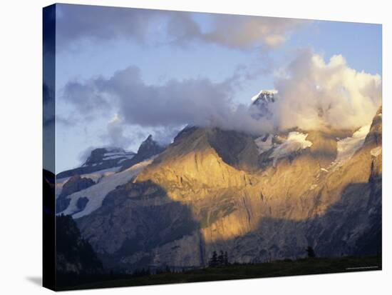 Blumlisalphorn (3664M) in Evening Light, Bernese Oberland, Swiss Alps, Switzerland, Europe-Andrew Sanders-Stretched Canvas