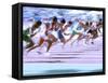 Blured Action at the Start of a Mens 100 Meter Track and Field Race-Paul Sutton-Framed Stretched Canvas