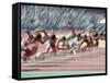 Blured Action at the Start of a Mens 100 Meter Track and Field Race-Paul Sutton-Framed Stretched Canvas