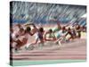 Blured Action at the Start of a Mens 100 Meter Track and Field Race-Paul Sutton-Stretched Canvas