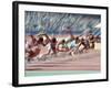 Blured Action at the Start of a Mens 100 Meter Track and Field Race-Paul Sutton-Framed Photographic Print