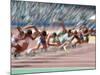 Blured Action at the Start of a Mens 100 Meter Track and Field Race-Paul Sutton-Mounted Photographic Print