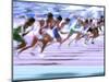 Blured Action at the Start of a Mens 100 Meter Track and Field Race-Paul Sutton-Mounted Photographic Print