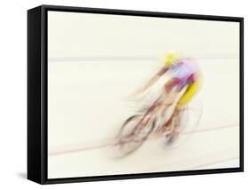 Blured Action of Cyclist Competing on the Velodrome-Chris Trotman-Framed Stretched Canvas