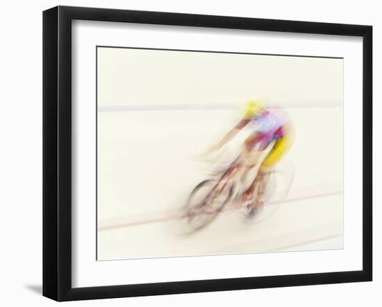 Blured Action of Cyclist Competing on the Velodrome-Chris Trotman-Framed Photographic Print