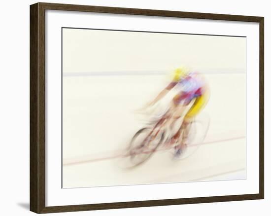 Blured Action of Cyclist Competing on the Velodrome-Chris Trotman-Framed Photographic Print