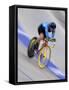 Blured Action of Female Cyclist Competing on the Velodrome-null-Framed Stretched Canvas