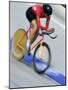 Blured Action of Female Cyclist Competing on the Velodrome-null-Mounted Photographic Print