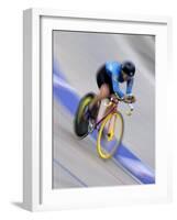 Blured Action of Female Cyclist Competing on the Velodrome-null-Framed Photographic Print