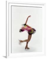 Blured Action of Female Figure Skater Preforming a Spin-Steven Sutton-Framed Photographic Print