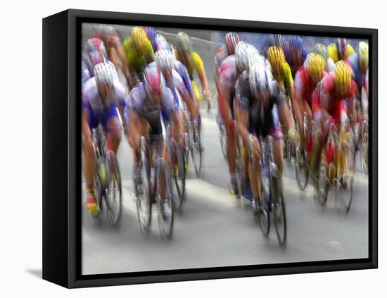 Blured Action of Road Cylcling Competition, New York, New York, USA-Chris Trotman-Framed Stretched Canvas