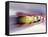 Blurred Action of 4 Man Bobsled Team, Lillehammer, Norway-null-Framed Stretched Canvas