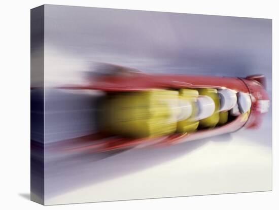Blurred Action of 4 Man Bobsled Team, Lillehammer, Norway-null-Stretched Canvas