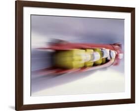 Blurred Action of 4 Man Bobsled Team, Lillehammer, Norway-null-Framed Photographic Print