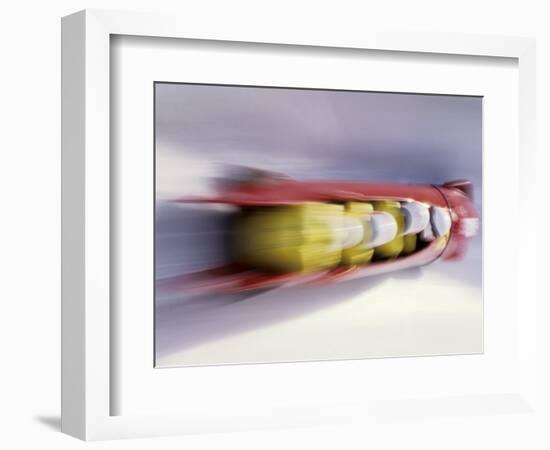 Blurred Action of 4 Man Bobsled Team, Lillehammer, Norway-null-Framed Photographic Print