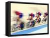 Blurred Action of Cycliing Team Onthe Track-Chris Trotman-Framed Stretched Canvas