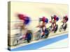 Blurred Action of Cycliing Team Onthe Track-Chris Trotman-Stretched Canvas