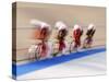 Blurred Action of Cycliing Team Onthe Track-Chris Trotman-Stretched Canvas