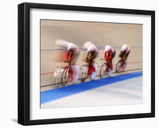 Blurred Action of Cycliing Team Onthe Track-Chris Trotman-Framed Photographic Print