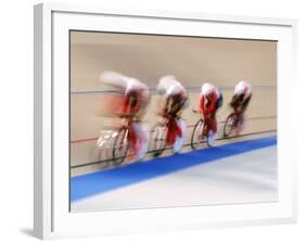 Blurred Action of Cycliing Team Onthe Track-Chris Trotman-Framed Photographic Print