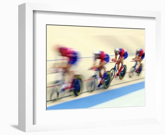 Blurred Action of Cycliing Team Onthe Track-Chris Trotman-Framed Photographic Print