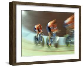 Blurred Action of Cycling Team on Velodrome, Sydney, Australia-null-Framed Photographic Print