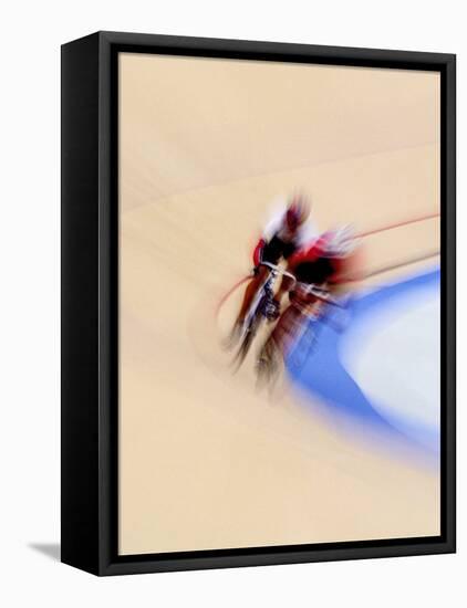 Blurred Action of Cyclist Competing on the Track-Chris Trotman-Framed Stretched Canvas
