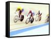 Blurred Action of Cyclist on the Track-Chris Trotman-Framed Stretched Canvas