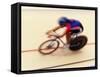 Blurred Action of Cyclist on the Track-Chris Trotman-Framed Stretched Canvas