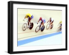 Blurred Action of Cyclist on the Track-Chris Trotman-Framed Photographic Print