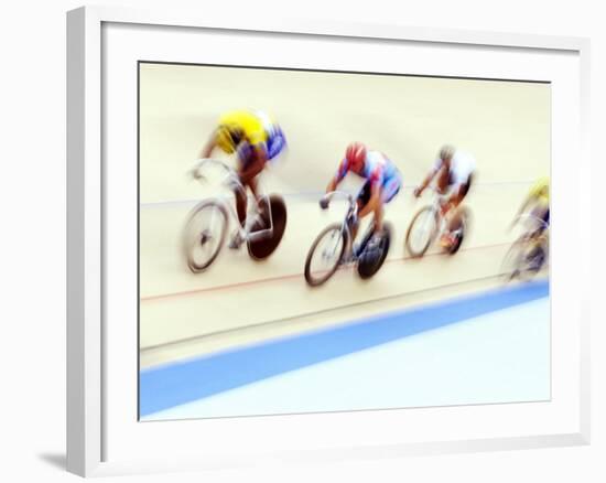 Blurred Action of Cyclist on the Track-Chris Trotman-Framed Photographic Print