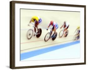 Blurred Action of Cyclist on the Track-Chris Trotman-Framed Photographic Print