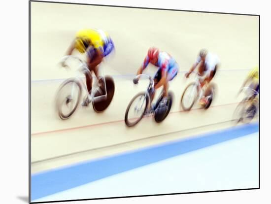 Blurred Action of Cyclist on the Track-Chris Trotman-Mounted Photographic Print