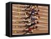 Blurred Action of Male Runners Starting a 100 Meter Sprint Race-Paul Sutton-Framed Stretched Canvas