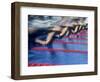 Blurred Action of Male Swimmers at the Start of a Race-null-Framed Photographic Print