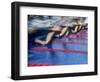 Blurred Action of Male Swimmers at the Start of a Race-null-Framed Photographic Print