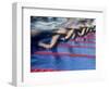 Blurred Action of Male Swimmers at the Start of a Race-null-Framed Photographic Print