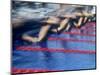 Blurred Action of Male Swimmers at the Start of a Race-null-Mounted Photographic Print