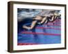 Blurred Action of Male Swimmers at the Start of a Race-null-Framed Photographic Print