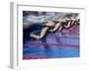 Blurred Action of Male Swimmers at the Start of a Race-null-Framed Photographic Print