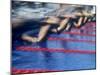 Blurred Action of Male Swimmers at the Start of a Race-null-Mounted Photographic Print