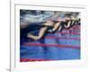 Blurred Action of Male Swimmers at the Start of a Race-null-Framed Photographic Print