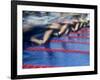 Blurred Action of Male Swimmers at the Start of a Race-null-Framed Photographic Print