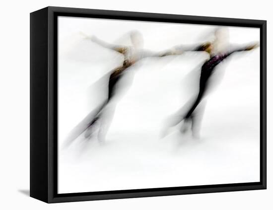 Blurred Action of Pairs Figure Skaters, Torino, Italy-Chris Trotman-Framed Stretched Canvas