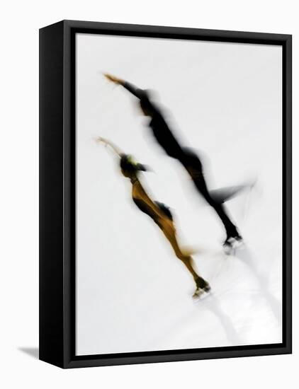 Blurred Action of Pairs Figure Skaters, Torino, Italy-Chris Trotman-Framed Stretched Canvas