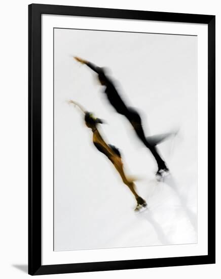 Blurred Action of Pairs Figure Skaters, Torino, Italy-Chris Trotman-Framed Photographic Print